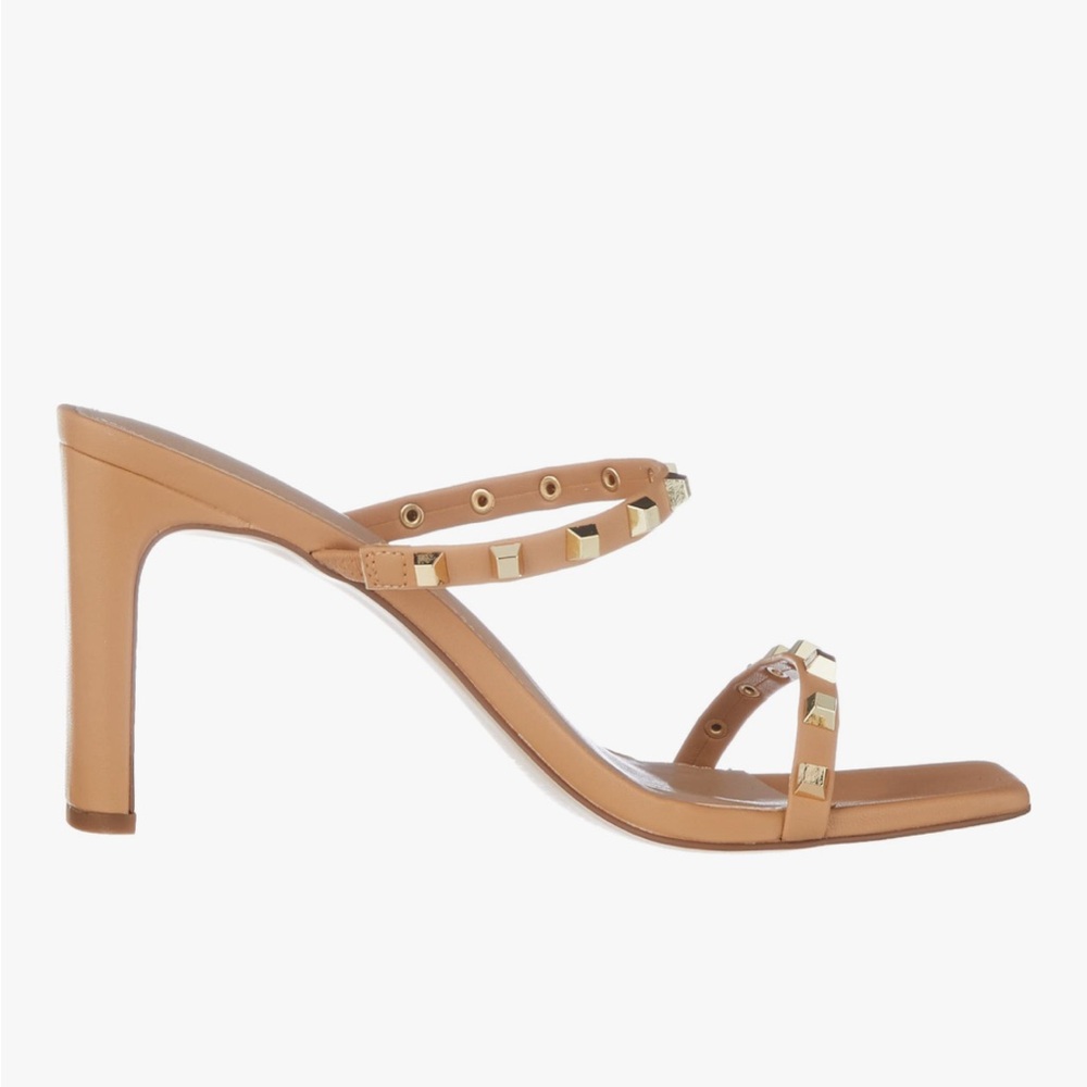 The Drop Elegant Tan Studded Avery Heels - Picture 7 of 14